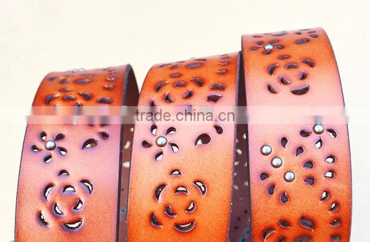 Woman Fashion Genuine leather ladies leather belt with Rivets