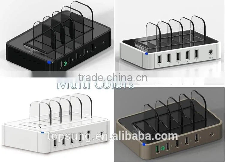 Amazon top sale 5 port usb mobile phone charger with quick charge for cell phone