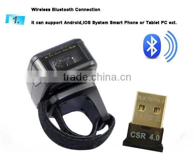 1D Bluetooth Portable Wearable Ring Barcode Scanner BR30 Mini Scanner