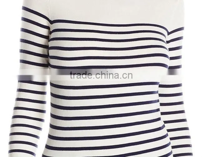 Women's Long Sleeve black stripe 12GG knitted Cardigan Sweater
