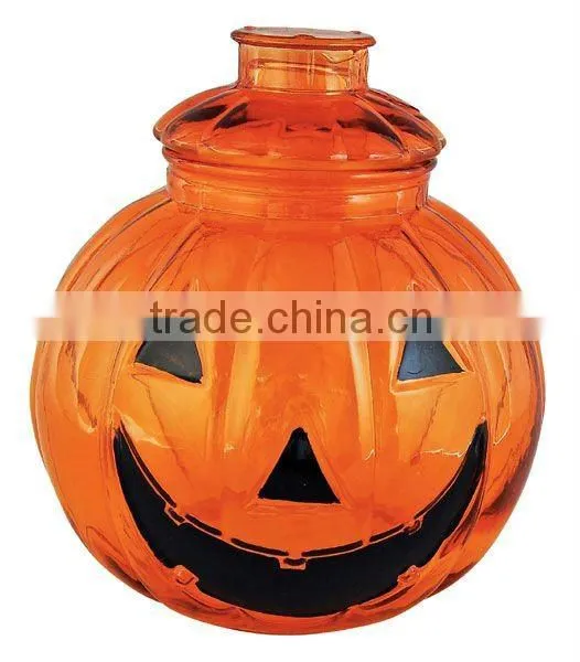 pumpkin shaped glass jar and lid