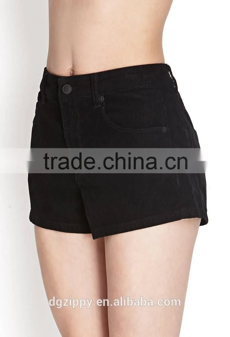 Five-pockets construction belt loops corduroy shorts unlined pants
