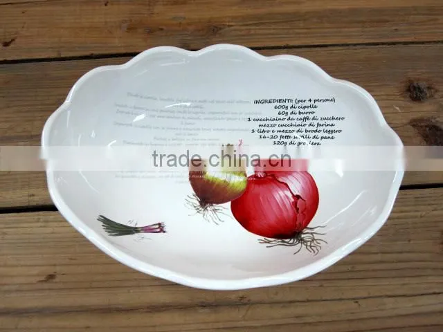 fine decal oval ceramic salad plate