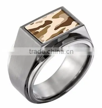 Modern style 316L stainless steel men camo rings jewelry