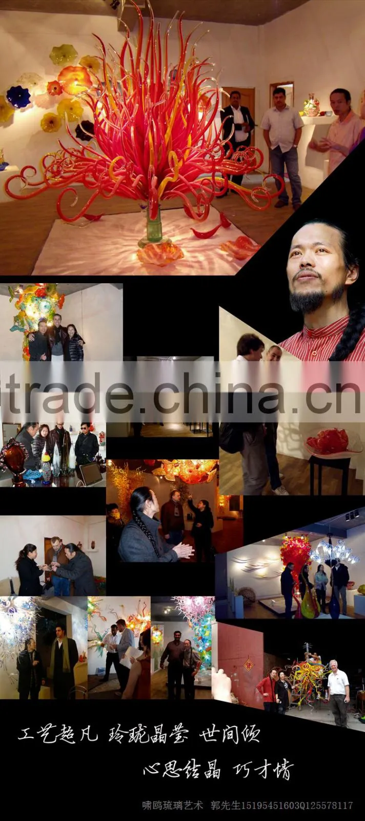 hand blown glass wall decoration XO-20150703&Murano glass chandelier from famous Chinese glass artist Mr Ou