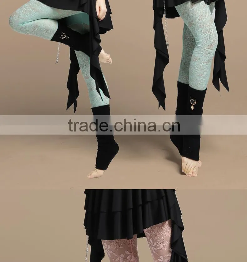Wuchieal Ladies Sexy Modal and High Elastic Lace Tight Belly Dance Pants