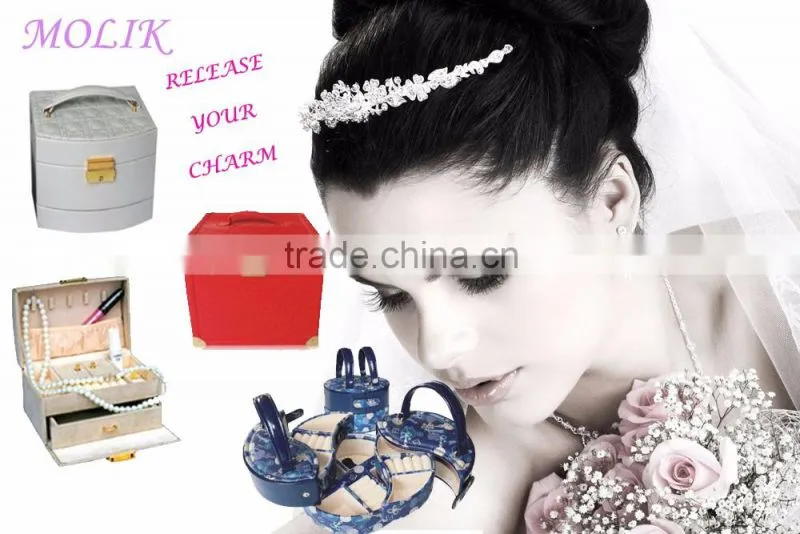 Wonderful color leather makeup box with 6 drawers