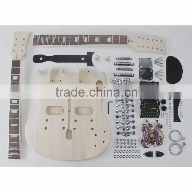 High quality sell well diy double neck unfinished electric guitar kits
