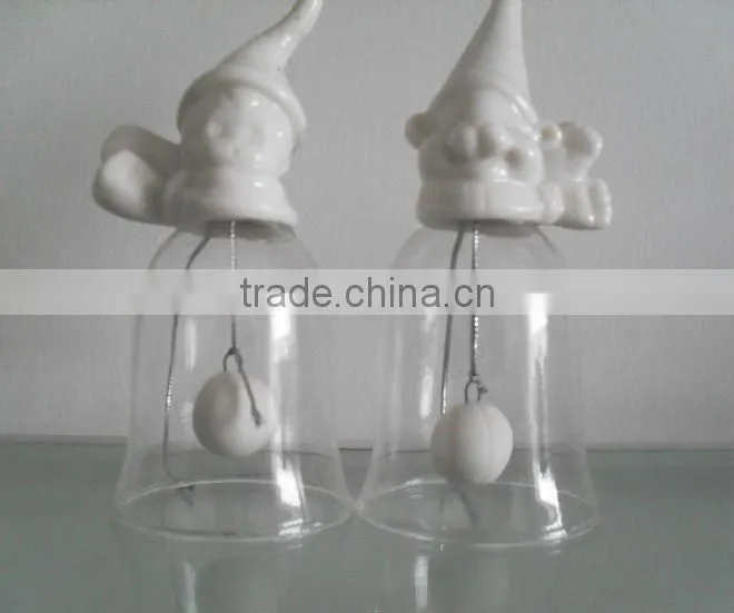 4.8''Glass cow bell C1-B05 with ceramic mascot for holiday decoration (E220)