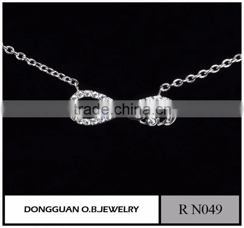 Cheapest Stainless Steel Pendant Anchor Necklace/Crystal Letter White Gold Necklace