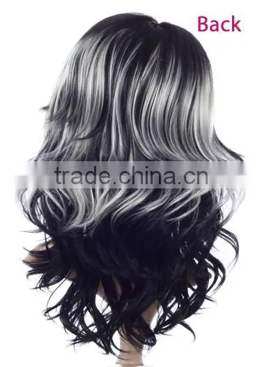 Free lace wig samples synthetic wig body wave artificial full lace monofilament wig with baby hair