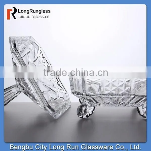 LongRun 24oz beautiful carved machine pressed glassware customized glass candy box