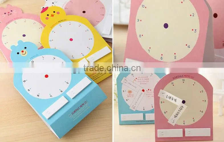 New creative small clock sticky notes and note book