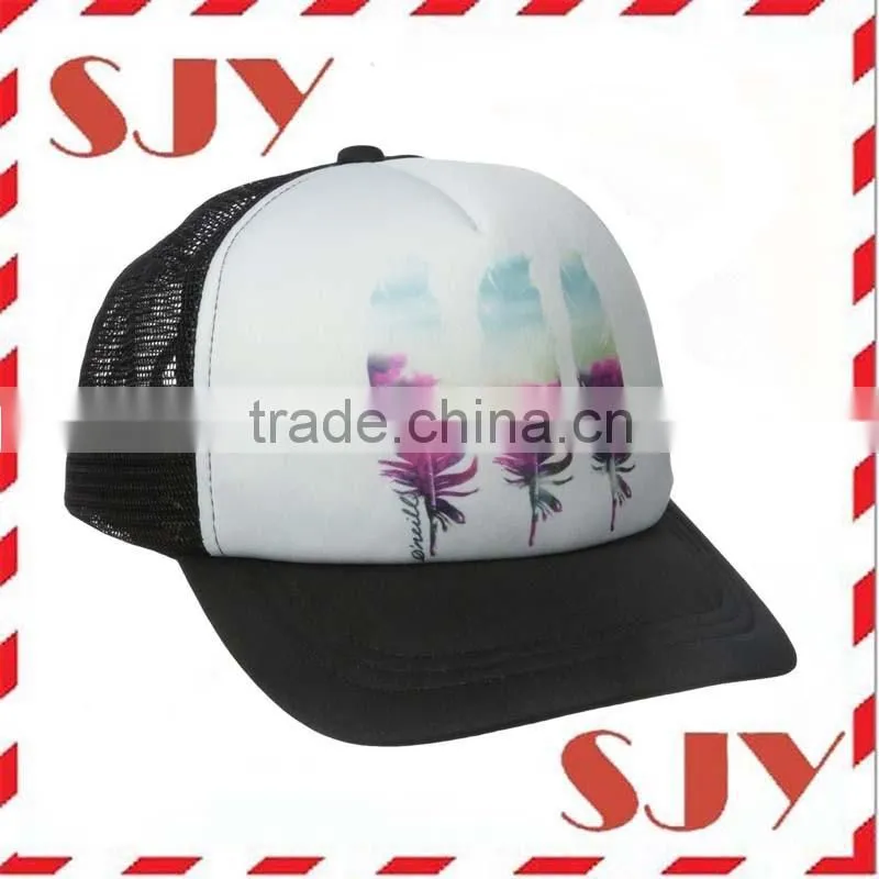 100%Polyester Two Tone Distressed Sublimation Trucker Cap