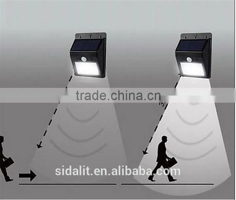 20 led triangle shape 800mah battery PIR sensor + Light control+weak light solar motion sensor light