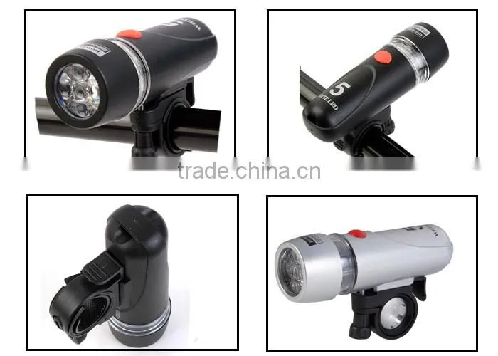 Wholesale bicycle light 5 LED plastic light for bike bicycle light set