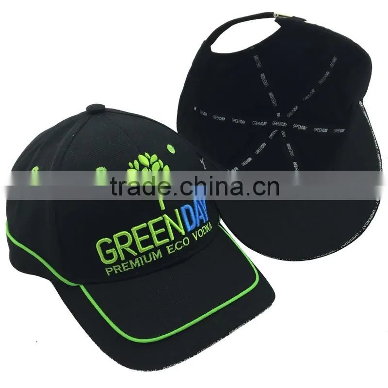 6-Panel custom your own hat with raised embroidered pattern baseball cap with metal buckle