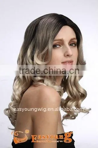 Abigail Hair Top quality 20 Inch Black end wavy end Blonded color synthetic wigs