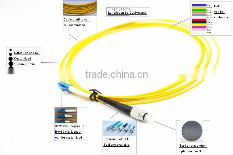 High quality China-made LC UPC-FC UPC Simplex Fiber optic patch cord