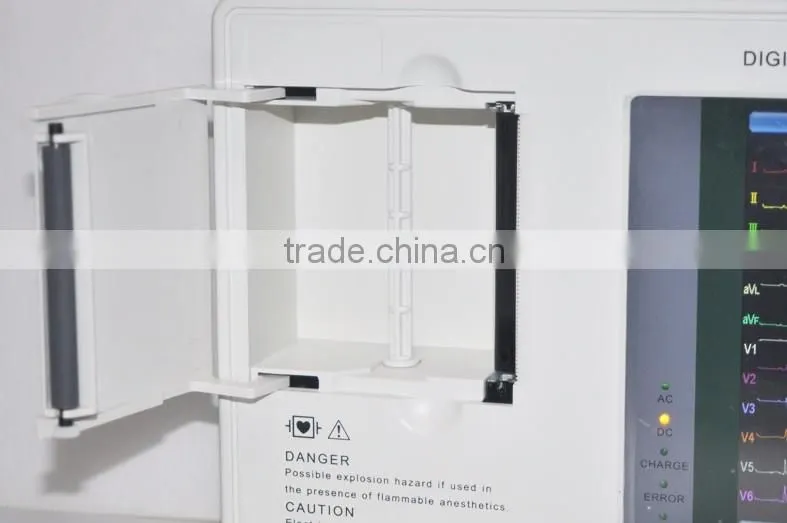 Hospital 7 inch color graphic LCD display portable 3 channels 12 lead ecg machine