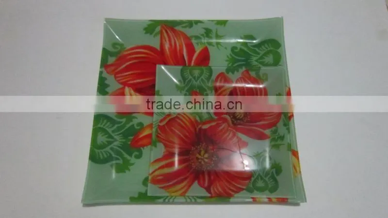 salad glass bowl and plate,glass plate,hot bending glass plate,high quality plate made in zibo city shandong china