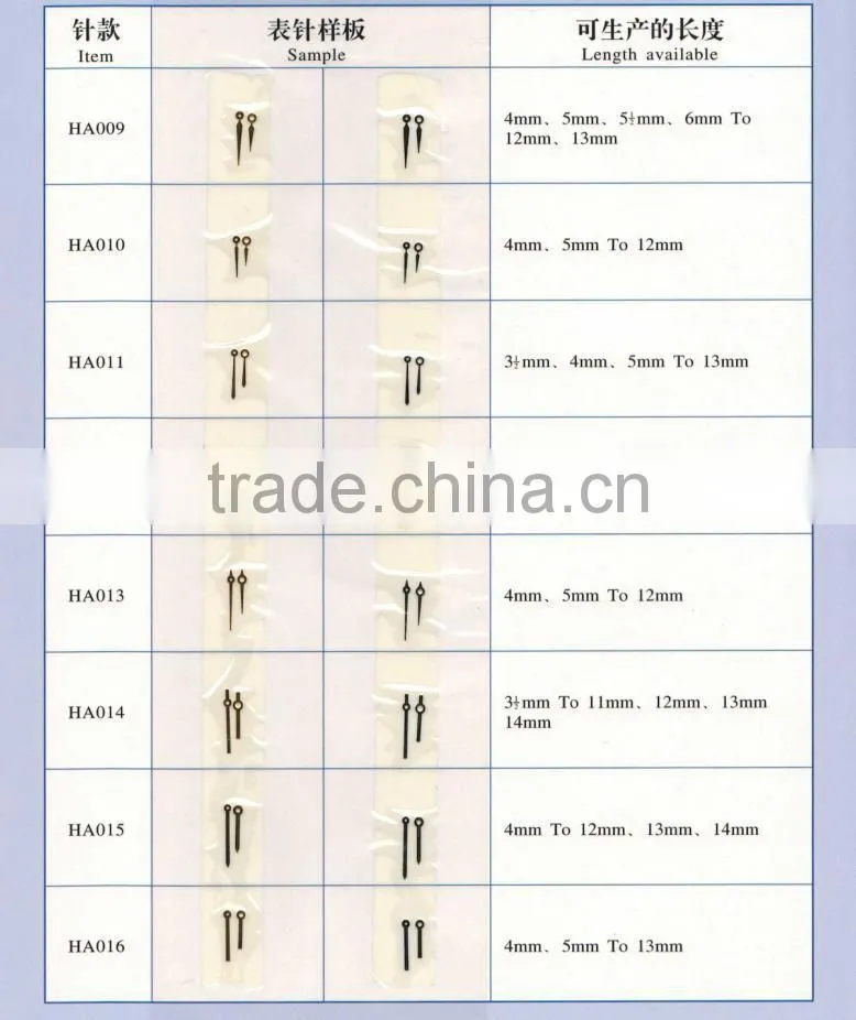 gold plating diamond cut watch hands without luminous