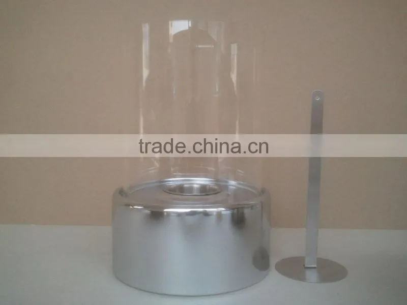 stainless steel bio fuel fireplace with clear borosilicate glass tube
