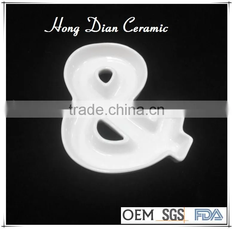 symbols Porcelain serving dishes ,white ceramic symbol dish, letter candy dishes