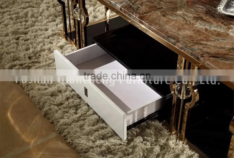 2017 rose golden stainless steel coffee table set