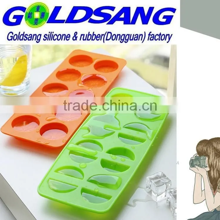 2015 FDA hot selling fruit shaped silicone ice cube tray