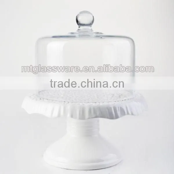 top grade high temperature resistance cake dome set glass cover with glass pedestal