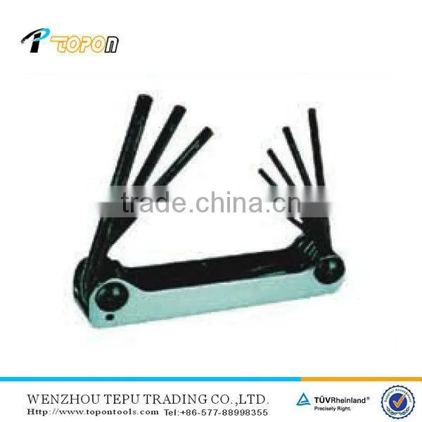 Carbon steel Plastic handle folding 8pcs hex key socket wrench set