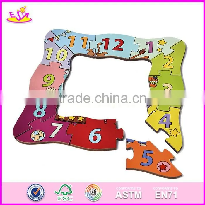 2017 New design clock shape children wooden puzzles W14K014