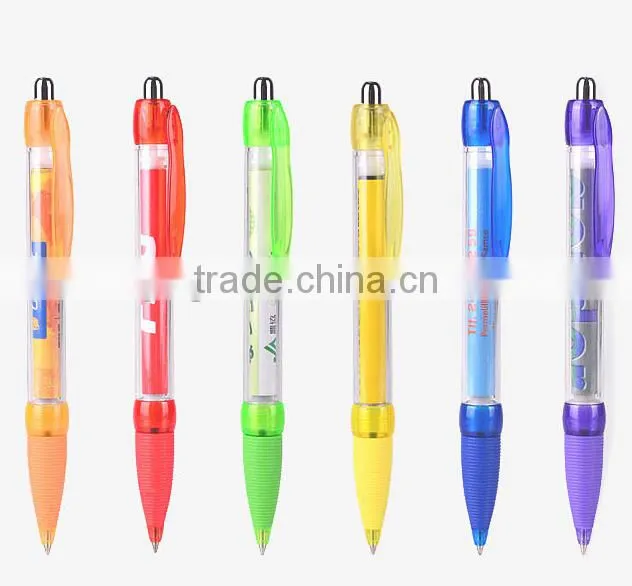 2015 Hot Selling Company Advertising Banner Pen Banner Ball Pen Plastic Pull Out Banner Pen
