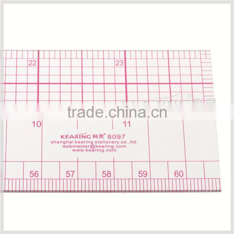 60cm&24" straight flexible 1.2mm thickness sandwich line plastic garment ruler for sewing design#8097