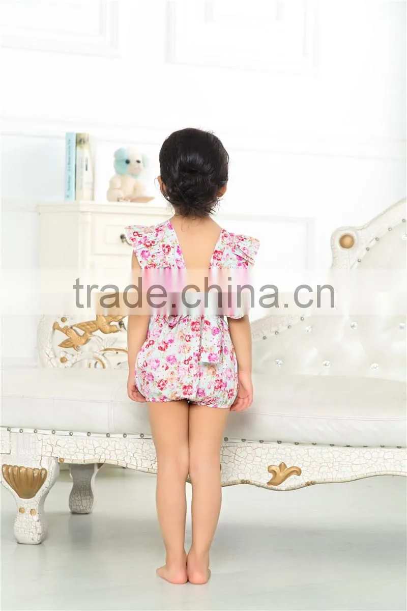 2017 Summer baby clothing boutique baby girl floral rompers fashion kids wear