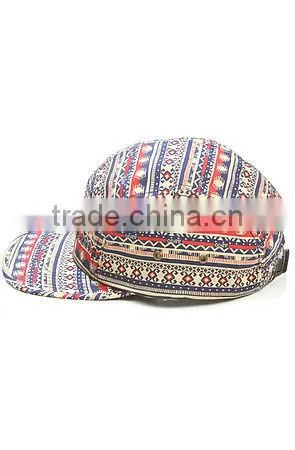 African pattern material newest leather patch cotton brand 5 panel cap