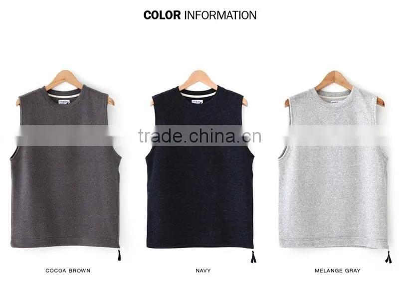 2016 men's french terry vest autumn winter tank top for gentlemen thick vest for wiinter