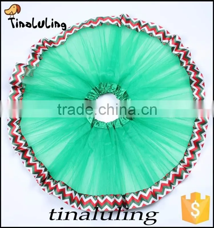 2016 latest new arrival tulle skirts kids christmas green tutus baby pettiskirts with satin ribbons