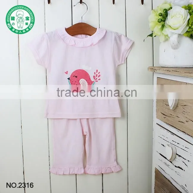 100% cotton fabric children clothing set baby girl nightclothes from china factory