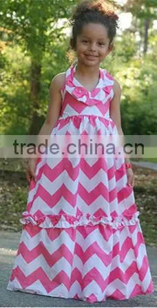 Baby Girls Pillowcase Chevron Stripe Tied Neck Dresses Girls Summer Dresses