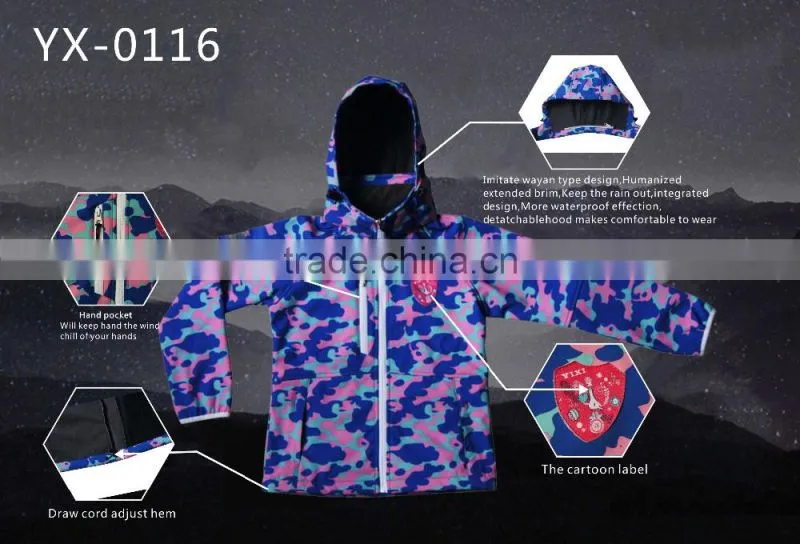 Children's outdoor wear camo jacket colorful coat windbreaker clothing
