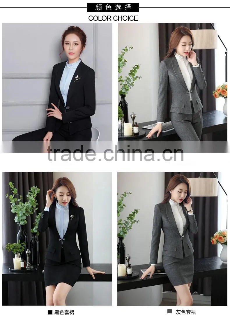 Black Grey Color Office Uniform Designs and Pictures Elegant Lady Office Uniform for Women