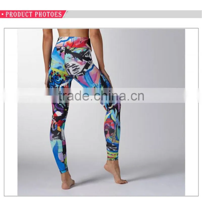 2017 New deign high waist printing yoga sexy tight legging women sport legging