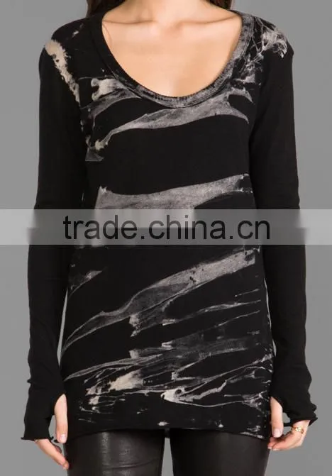 long sleeve black white striped t-shirts