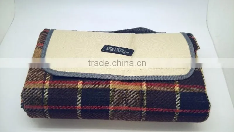 Polar fleece classic checked printed picnic blanket
