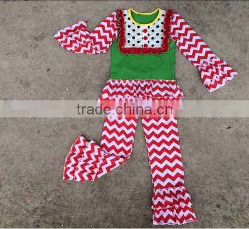 Fashion 2016 online wholesale children's boutique clothing sets baby clothes top girls christmas outfits polka dot cotoon
