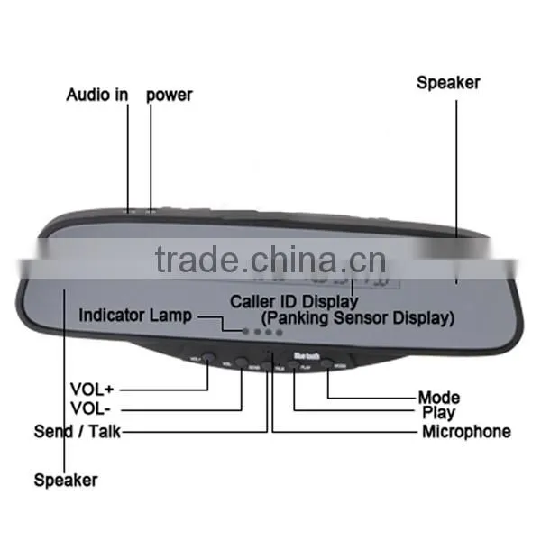Car Rearview Mirror Chargeable Battery FM Earpiece Car Handsfree Kit