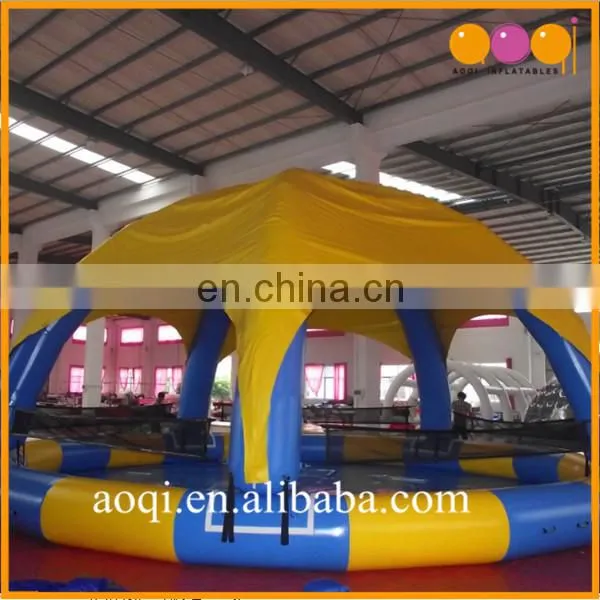 Commercial use inflatable pool with tent