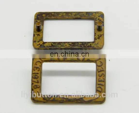 colorful custom metal label with antique painted color metal logo plate for jeans